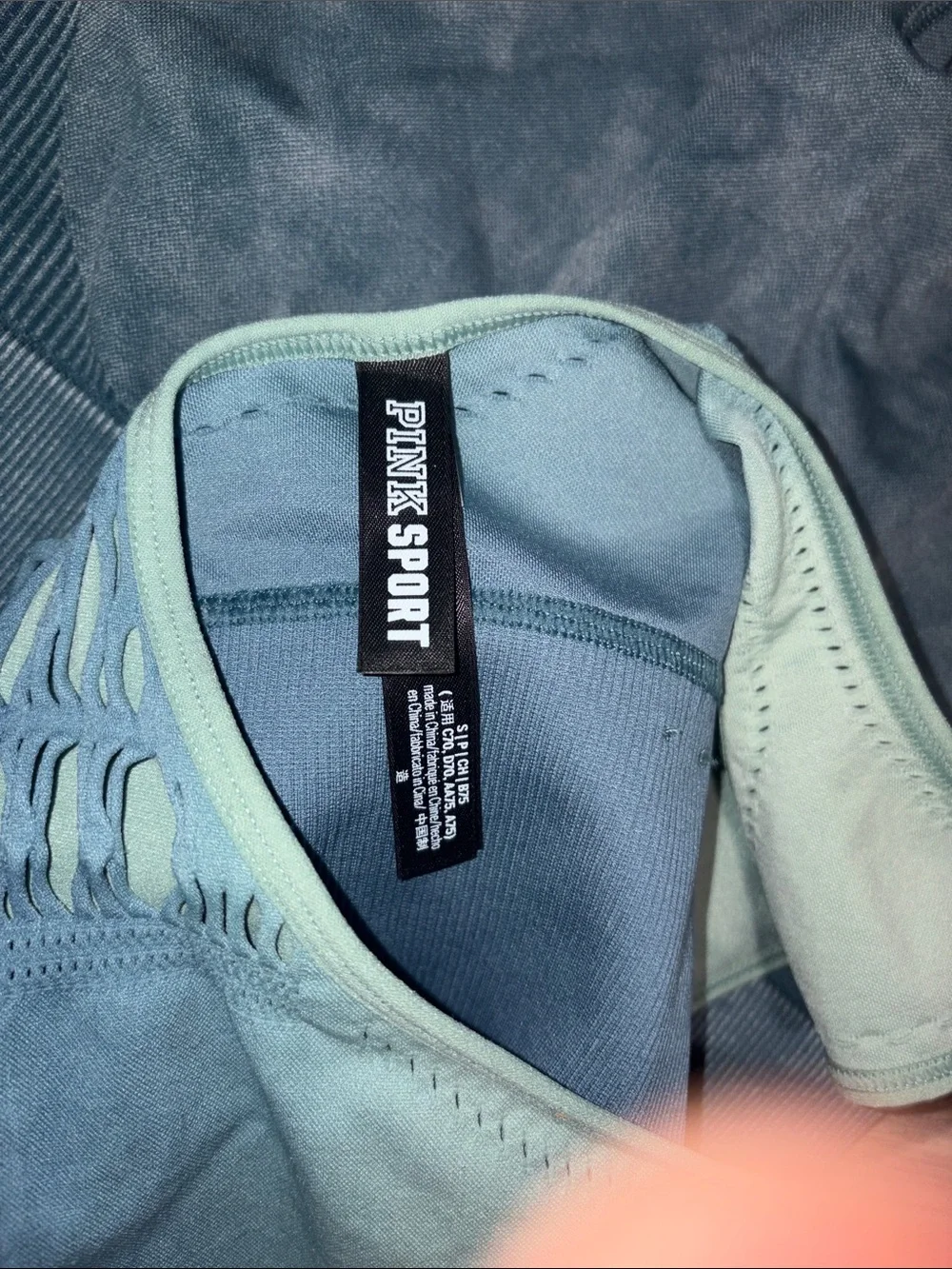 PINK Victoria's Secret Teal Ombre Sports Bra & Slate Blue Leggings - Picture 4 of 4
